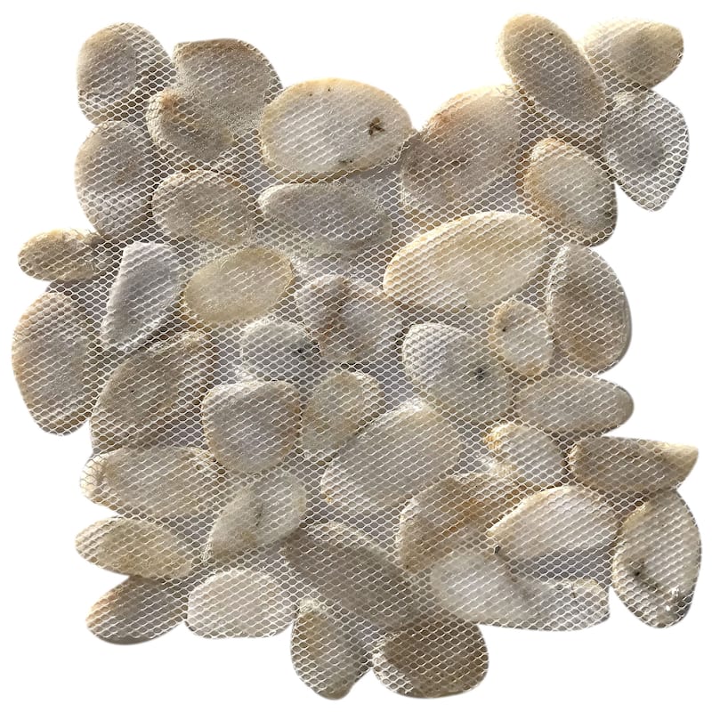 Khaki Natural Stone Sliced Pebble Mosaic Tile