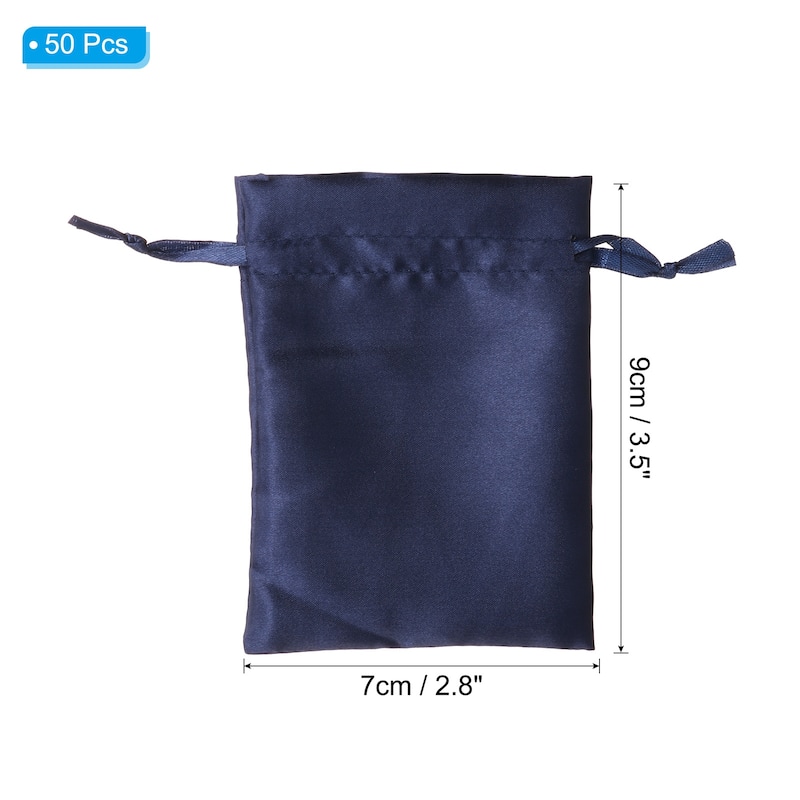50Pcs 3"x4" Satin Bags Wedding Favor Bags Drawstring Gift Bags - Navy Blue