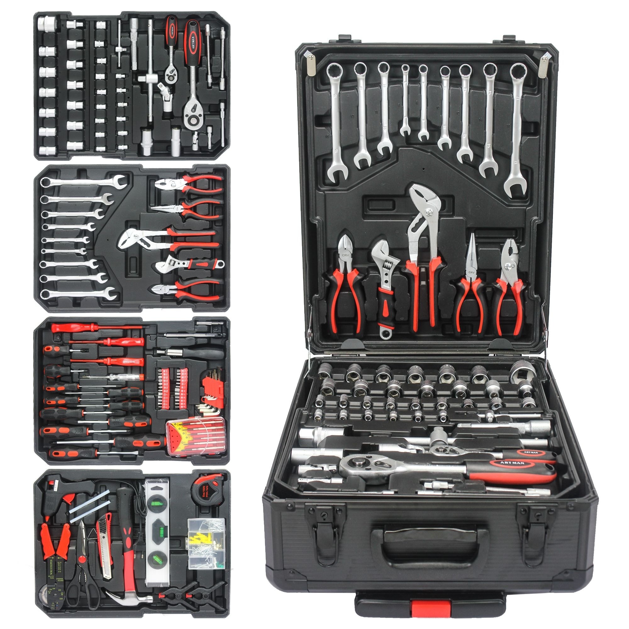 899pcs Home Repair Toolbox Storage Set Kit with 4 Drawers