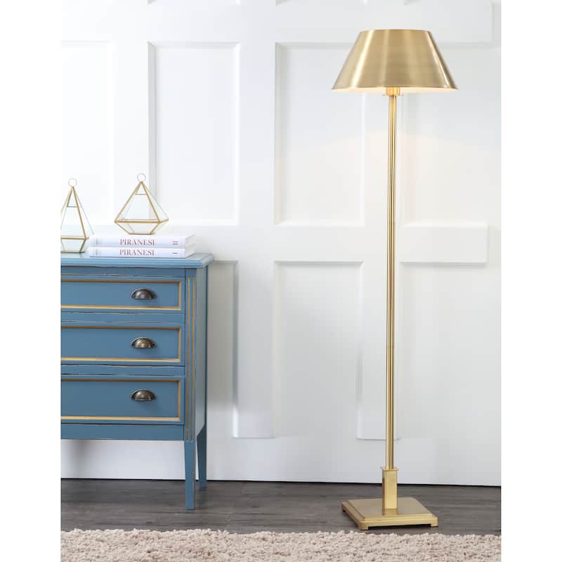 Odette 60" Metal LED Floor Lamp, Brushed Brass by JONATHAN Y - 60" H x 15.75" W x 15.75" D