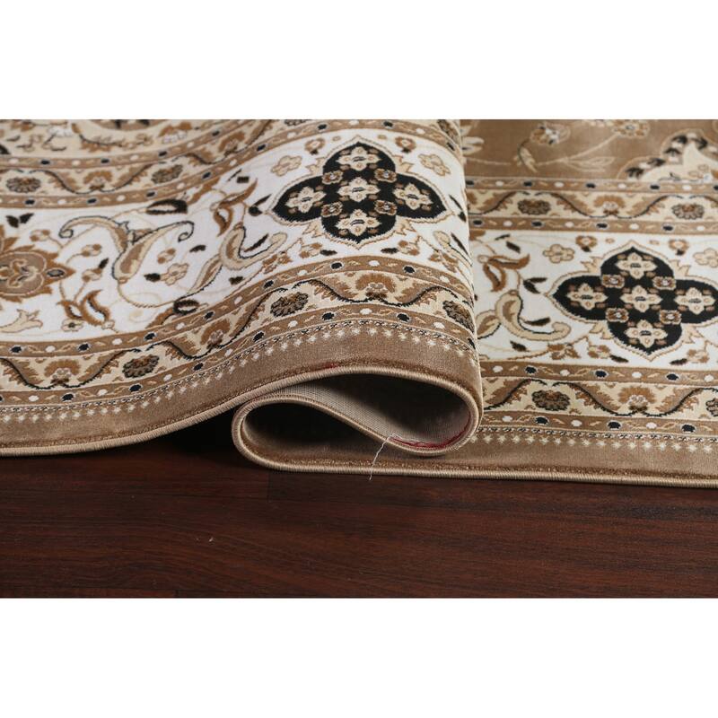 Traditional Brown Floral Oriental Tabriz Area Rug Turkish Carpet