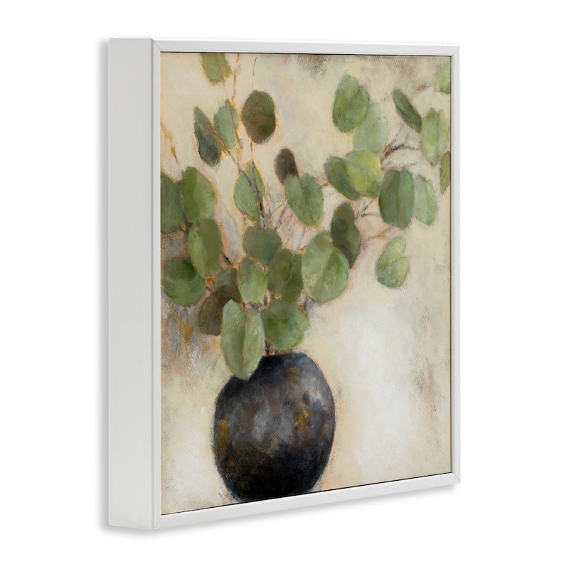 Stupell Green Eucalyptus Leaves Potted Plant Artistic Brushstrokes Framed Wall Art, Design by Lanie Loreth