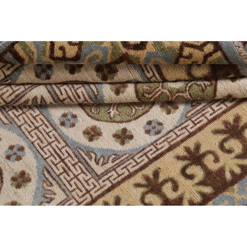 Vegetable Dye Traditional Khotan Oriental Wool Area Rug Hand-knotted - 6'3" x 9'7"
