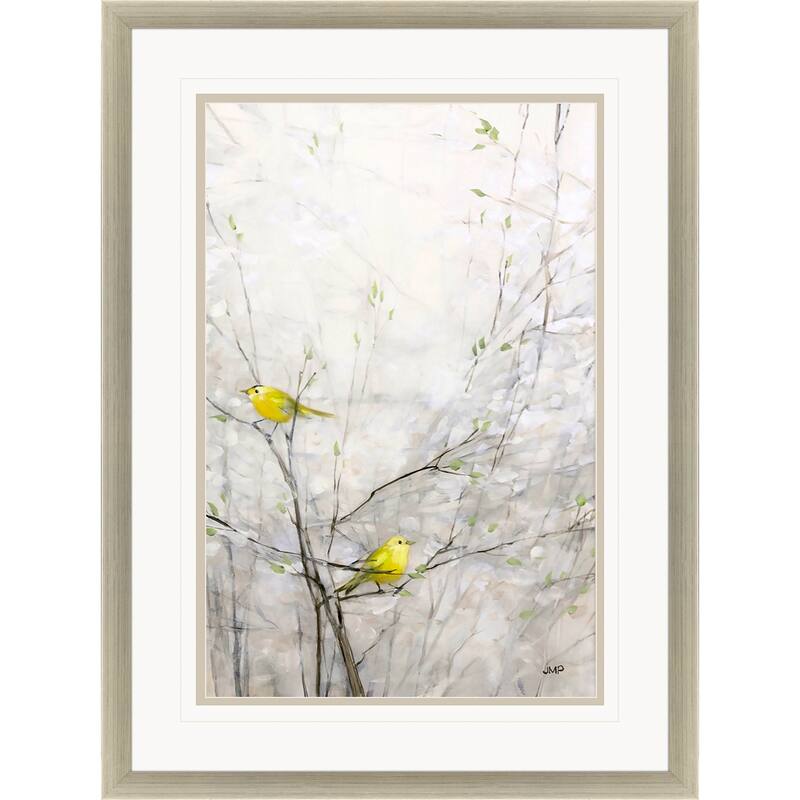 Birds in Trees I Framed Art Giclee Under Glass - Grey - 48 X 36 X 2