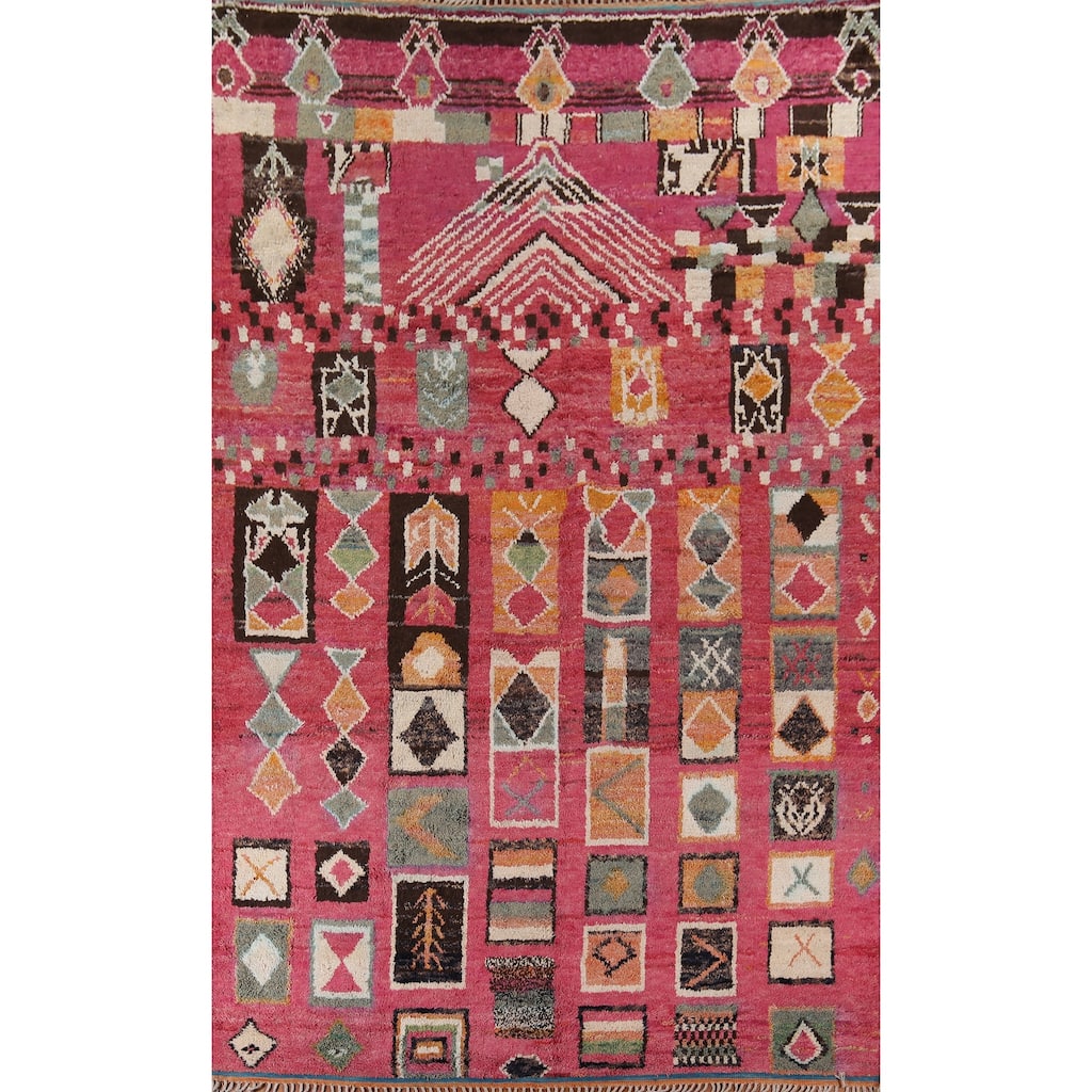 All-Over Geometric Moroccan Large Area Rug Handmade Wool Carpet - 9'9" x 14'7"