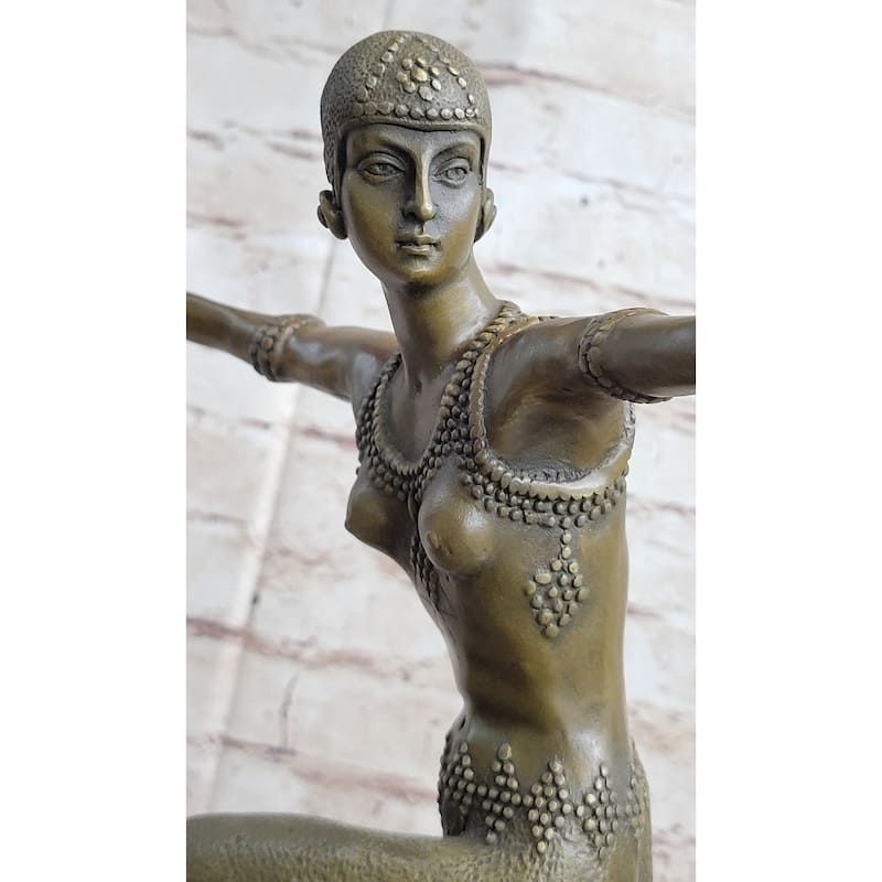 Turkish Dancer Art Deco Bronze Sculpture Statue By D.H. Chiparus On Marble Base