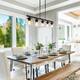 Modern Farmhouse 5-Light 36.8" Linear Clear Glass Island Black Chandelier for Dining Room