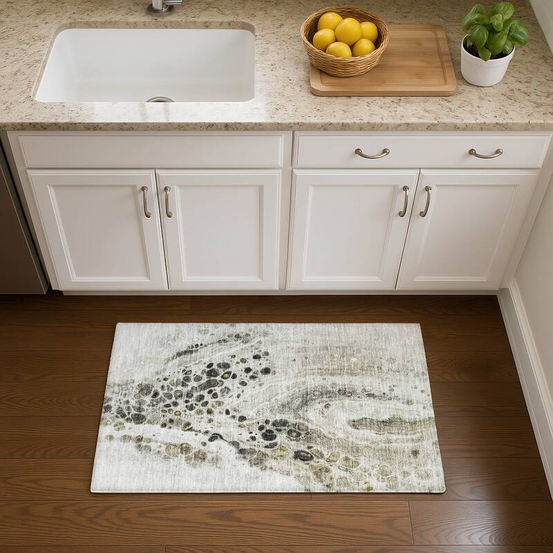 Premium Washable Super Soft Abstract Chic Mayfield Rug - Taupe - 1'8" x 2'6"