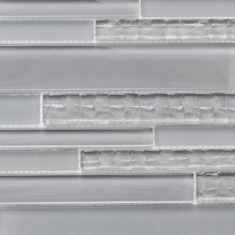 Karma Random Sized Brick 12x12 Light Grey Glass Mosaic Tile - Wall & Backsplash