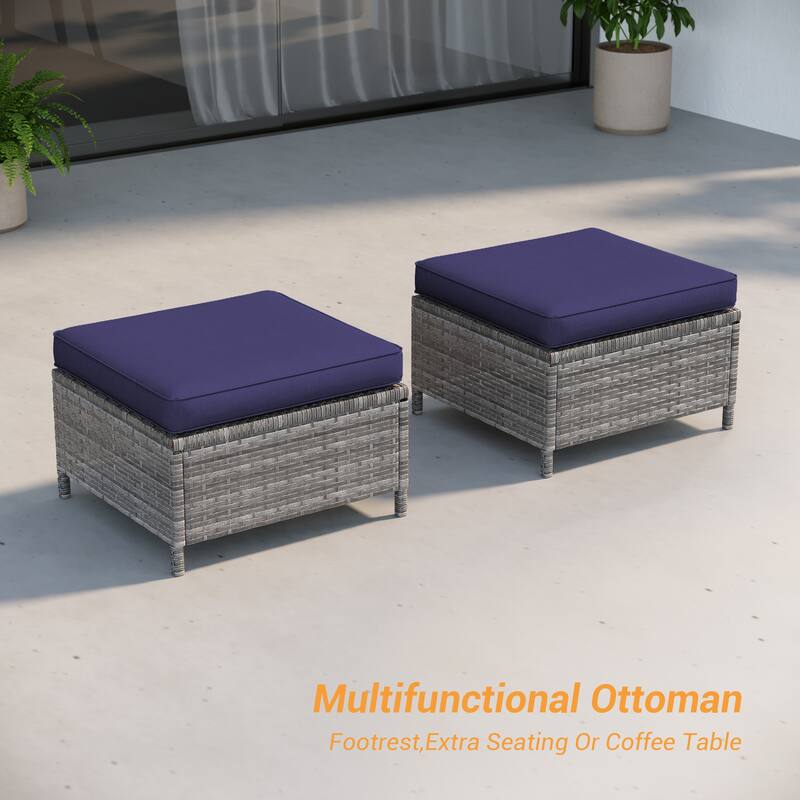 LIVOOSUN 3Pcs Patio Furniture Conversation Brown Rattan Patio Sofa Set
