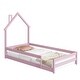 preview thumbnail 7 of 7, Twin Size Montessori Floor Bed with Fences, Modern Twin Kids Bed with House-shaped Headboard, Wood Twin Bed Frame for Girls,Boys
