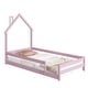 preview thumbnail 14 of 33, Twin Size Wood bed with House-shaped Headboard Floor bed with Fences