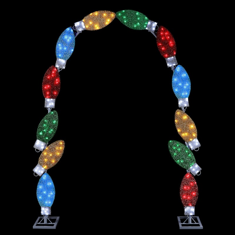 8 ft. Illuminated Tinsel C9 Bulb Arch