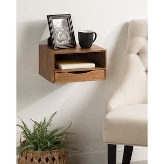 Kate and Laurel Hutton Floating Wall Shelf with Drawer - 12.5x10x7