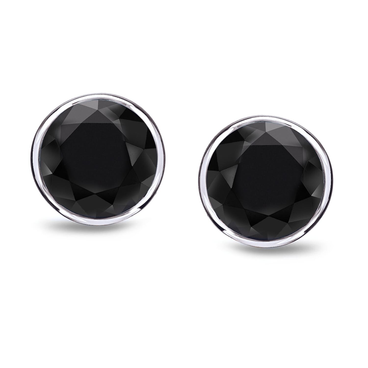 0.50ctw Black Diamond Round Stud Earrings 925 Sterling Silver