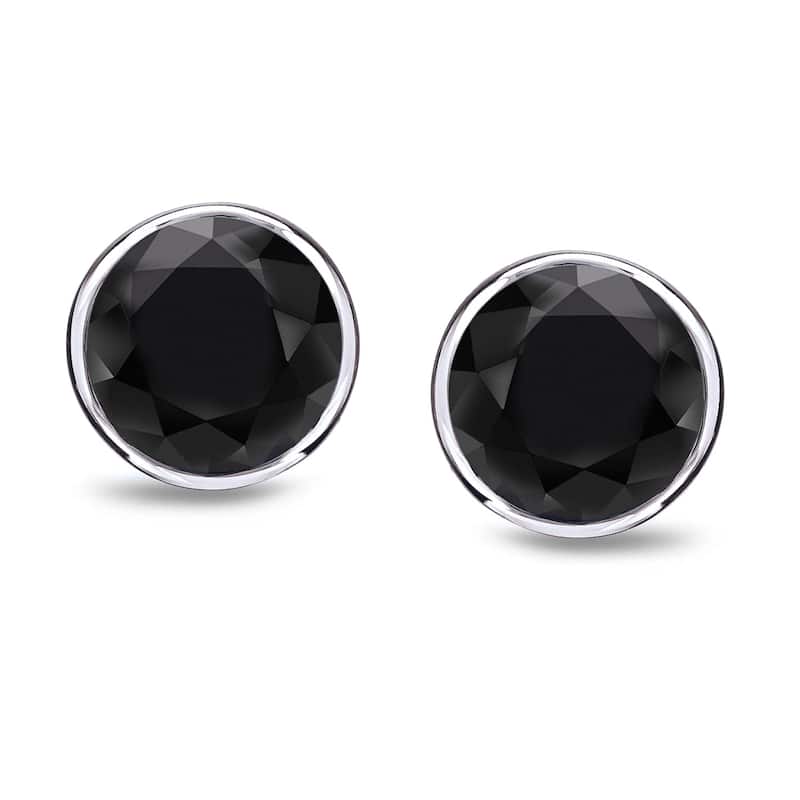 Auriya 1/2 to 4ctw Round Black Diamond Stud Earrings 14k White Gold Bezel-set