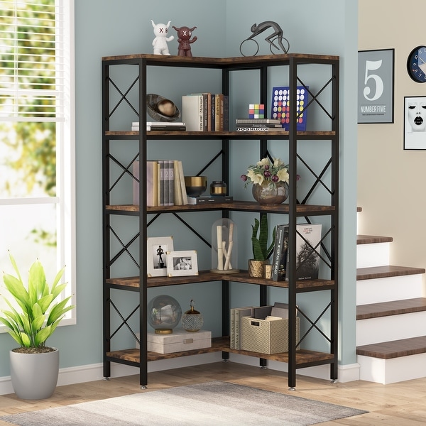 5-tier Corner Shelves Storage Rack Bookshelf - On Sale - Bed Bath & Beyond  - 29157717