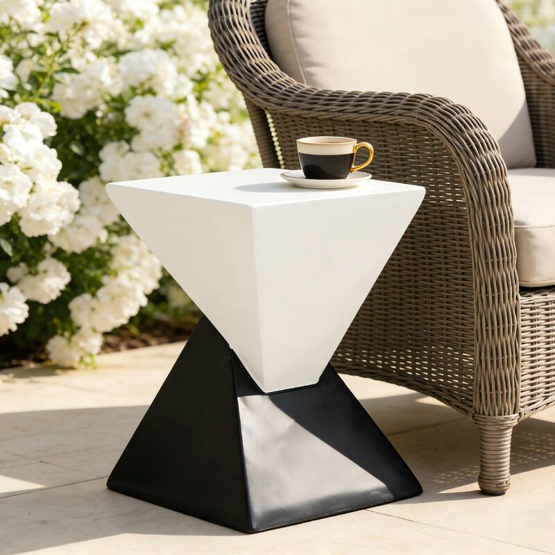 Christopher Knight Home - Atlas Indoor Lightweight Concrete Accent Table - Black,White