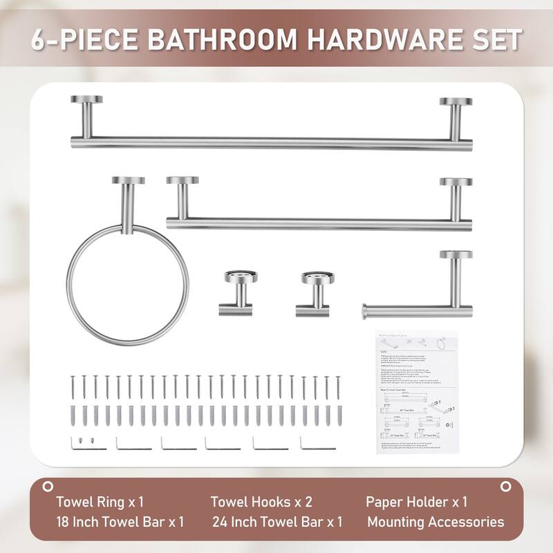 WOWOW 6-Piece Bath Hardware Set with Mounting Hardware