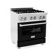 preview thumbnail 21 of 28, ZLINE 30" 4.0 cu. ft. Dual Fuel Range with Gas Stove and Electric Oven in Fingerprint Resistant Stainless Steel Black Matte Door