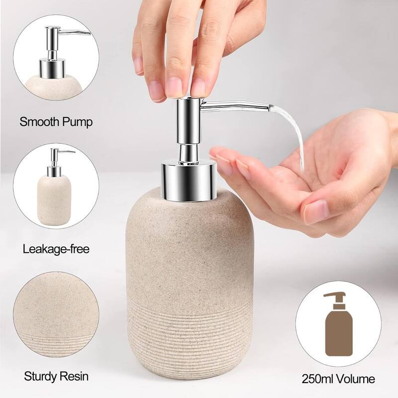 Bathroom Accessories Set - Brown/Stainless Steel