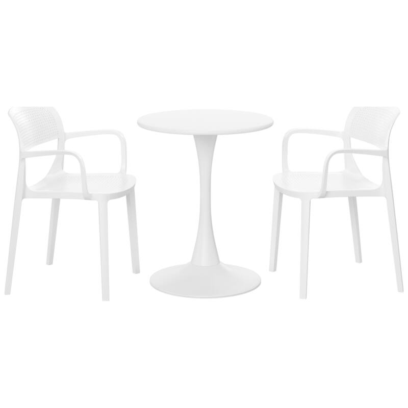 Frond and Form 2-Person Outdoor Round Dining Set - White