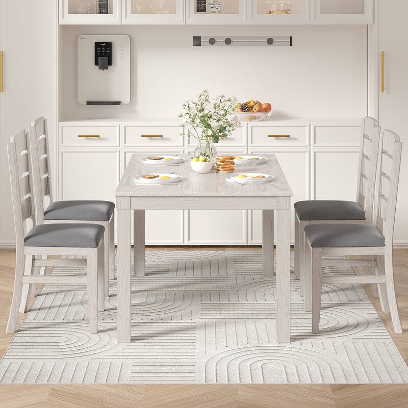 Solid Wood Dining Chairs Set of 2/4/6, Farmhouse Fabric Chairs with Back, Oval Side Chairs for Kitchen