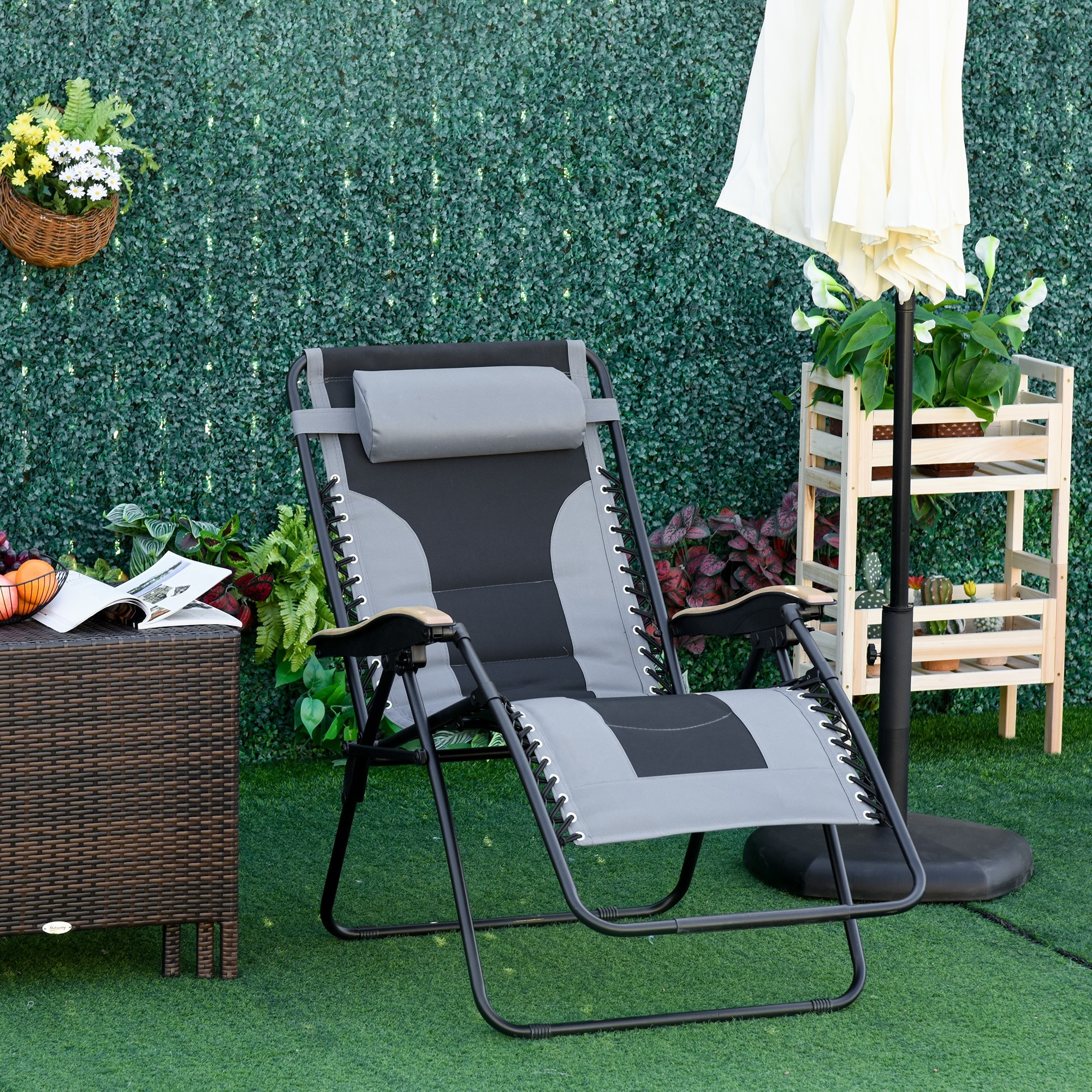 Outsunny adjustable shop reclining lounge chair