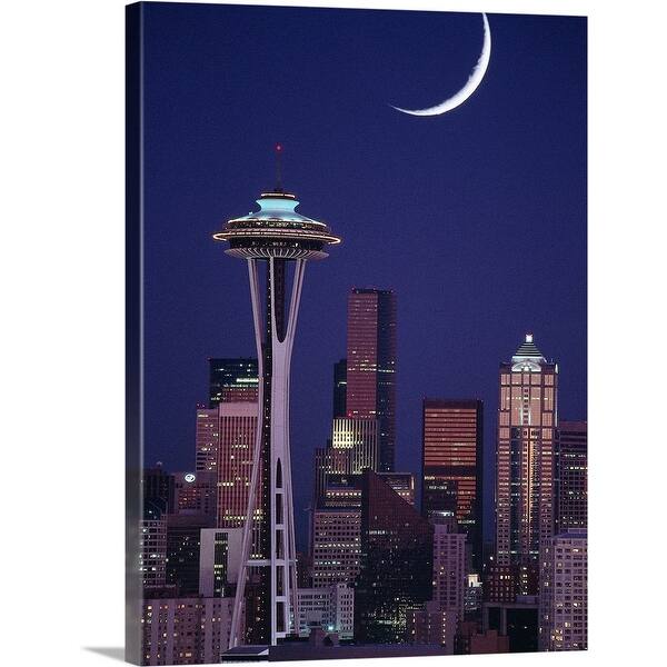 Shop Seattle Skyline At Night Washington State Canvas Wall Art Overstock 21364430