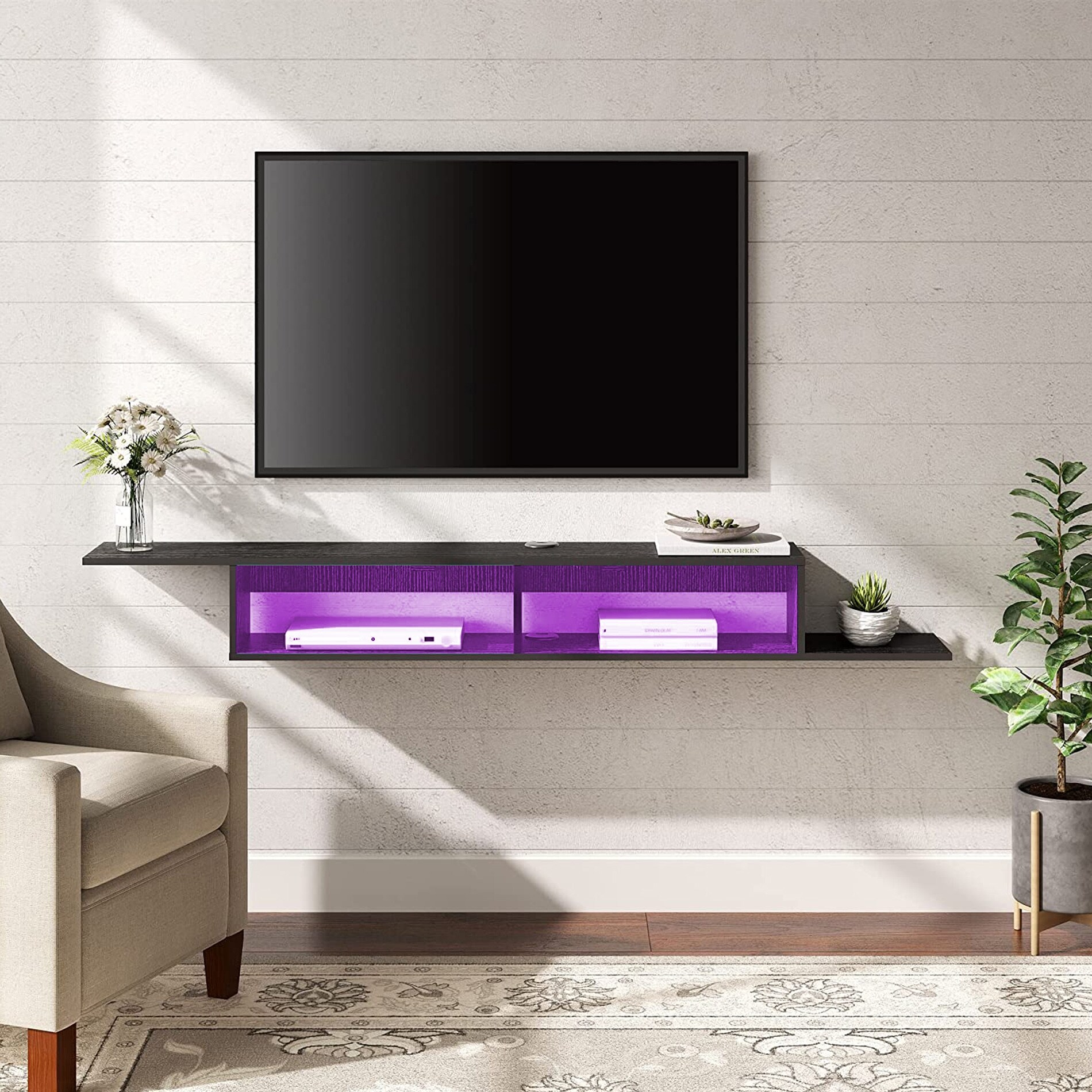 FITUEYES Floating TV Stand for Living Room Entertainment Center Media Console Wall Mounted for 65 70 75 Inch TVs Black