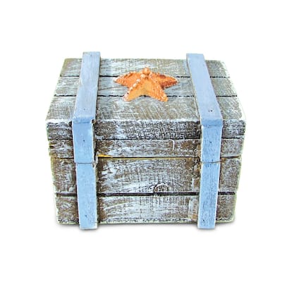 CoTa Global Pacific Wooden Jewelry Box with Starfish and Nautical Rope - 3.25’Lx2.50’Wx2.25’H