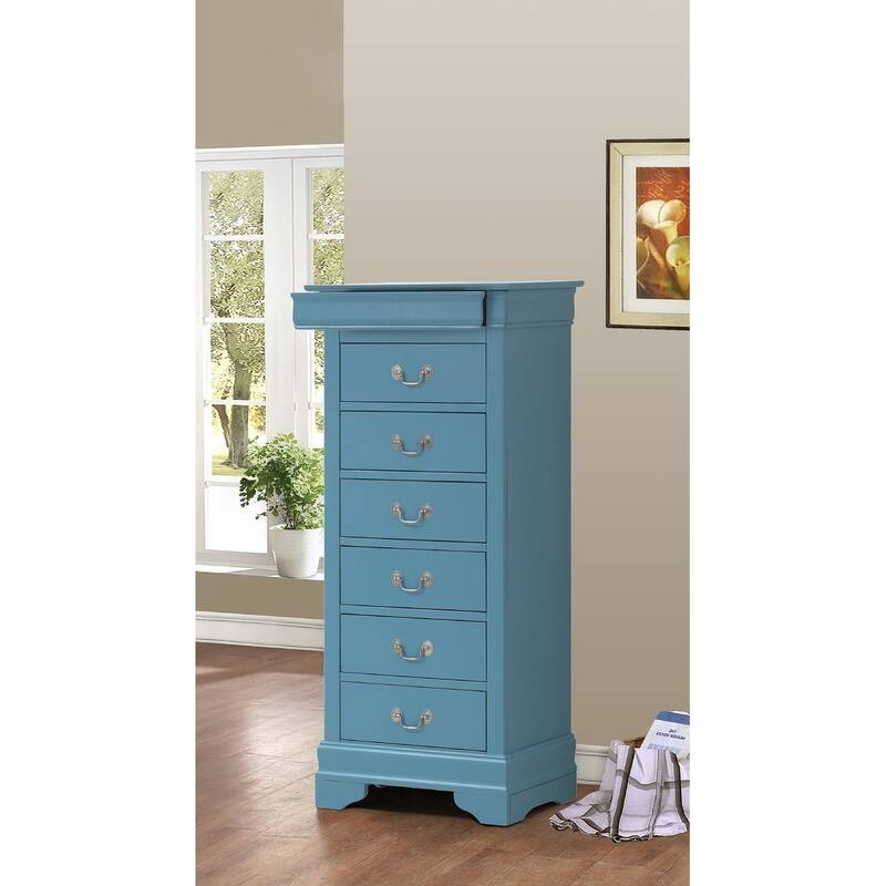 7-Drawer Wooden Bedroom Chest - 51" - Blue