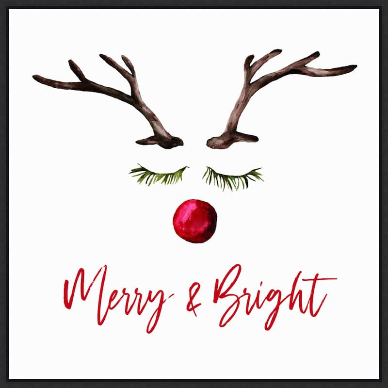 Reindeer Merry and Bright by Amanti Art Portfolio Framed Canvas Wall Art