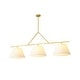 preview thumbnail 5 of 9, 61 in. 3-Light Transitional Brushed Gold Linear Chandelier with White Fabric Shades - 61.0 in. W x 15.7 in. D x 25.2 in. H