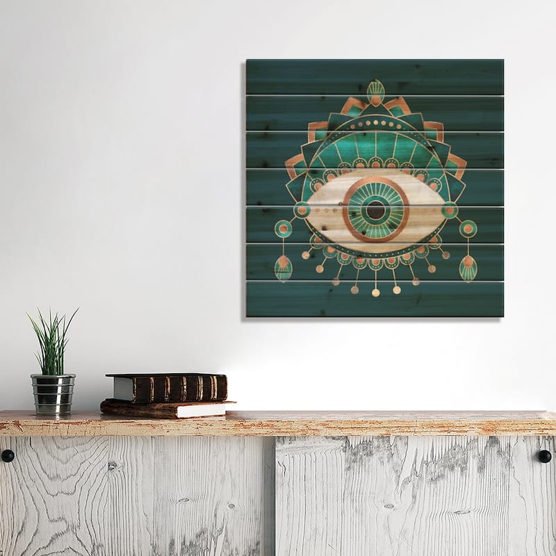 Teal Eye Print On Wood by Elisabeth Fredriksson - Multi-Color
