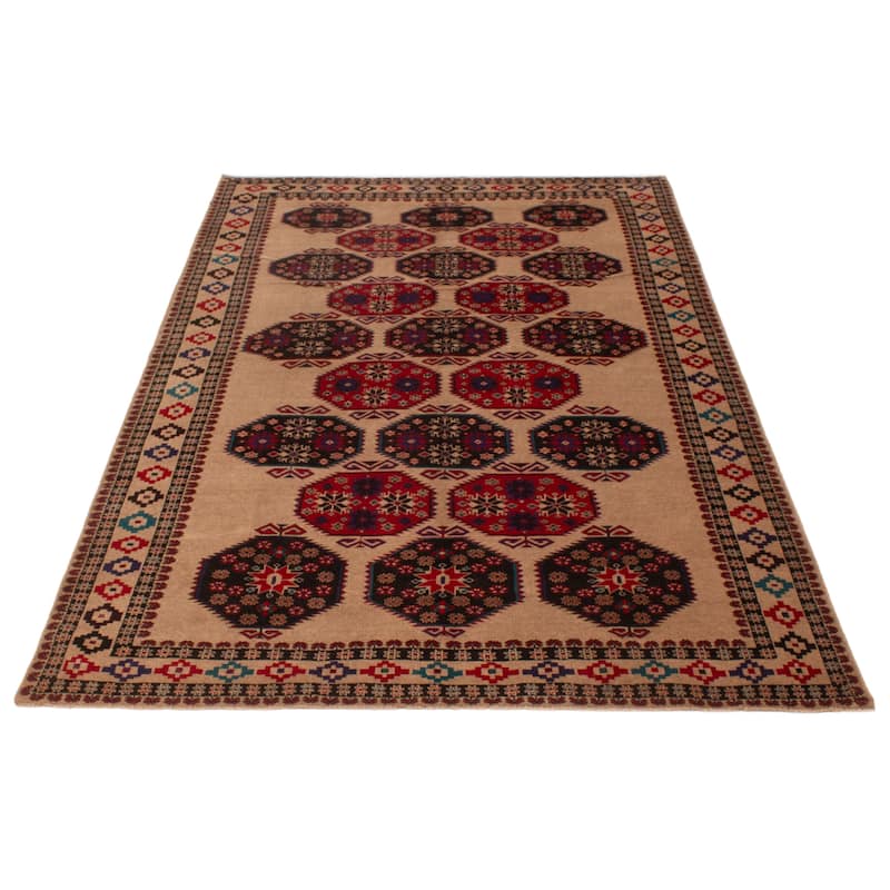 ECARPETGALLERY Hand-knotted Teimani Tan Wool Rug - 6'9 x 9'11