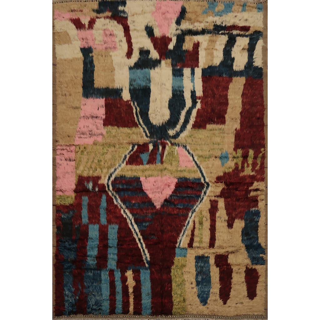 Hand Knotted Oriental 100% Wool Carpet Modern Tribal Multi-Colored Moroccan Area Rug - 10' 0'' X 8' 3''