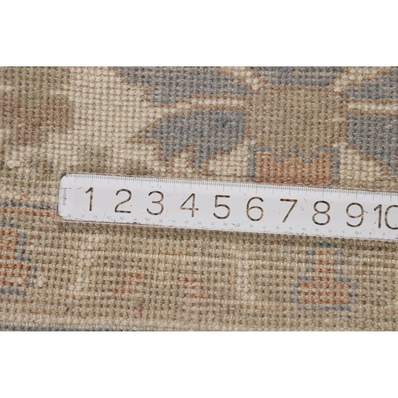 Blue & Ivory Oushak Indian Area Rug Handmade Wool Carpet - 9'2"x 12'0"