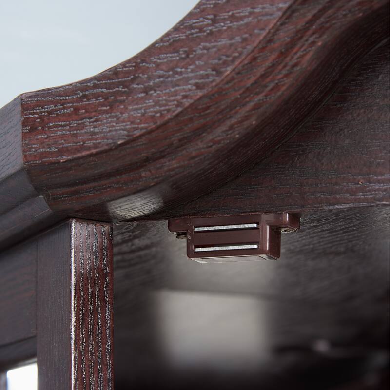 GDFStudio - Storage Corner Curio Cabinet with Lighted Glass Shelves