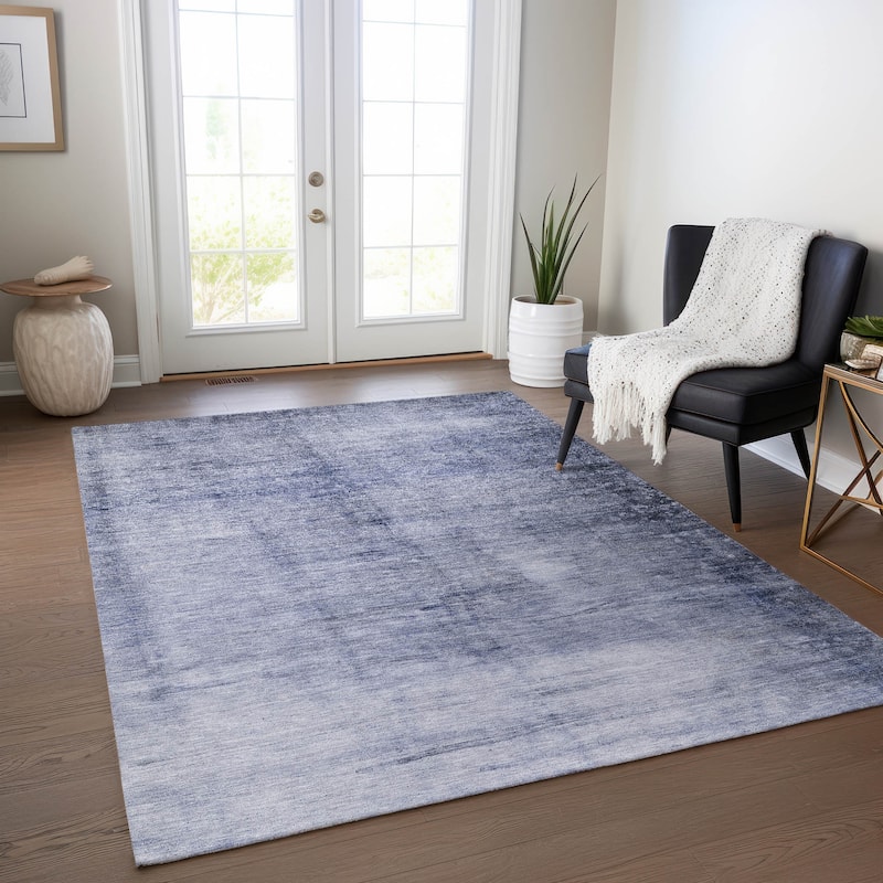 Machine Washable Indoor/ Outdoor Chantille Solid Ombre Rug - Navy - 8' x 10'