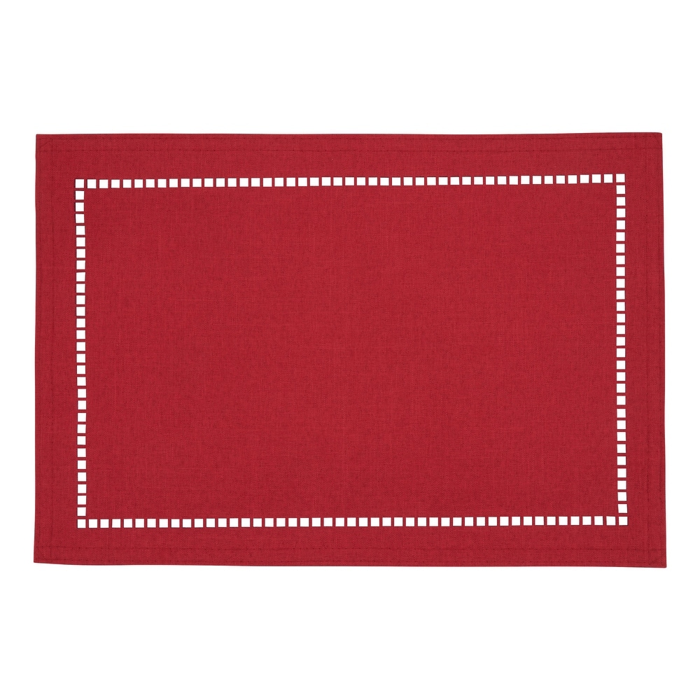 Table Placemats With Laser-Cut Hemstitch Design (Set of 4)