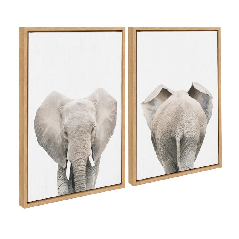 Kate and Laurel Sylvie Elephant Canvas Set by Amy Peterson Art Studio