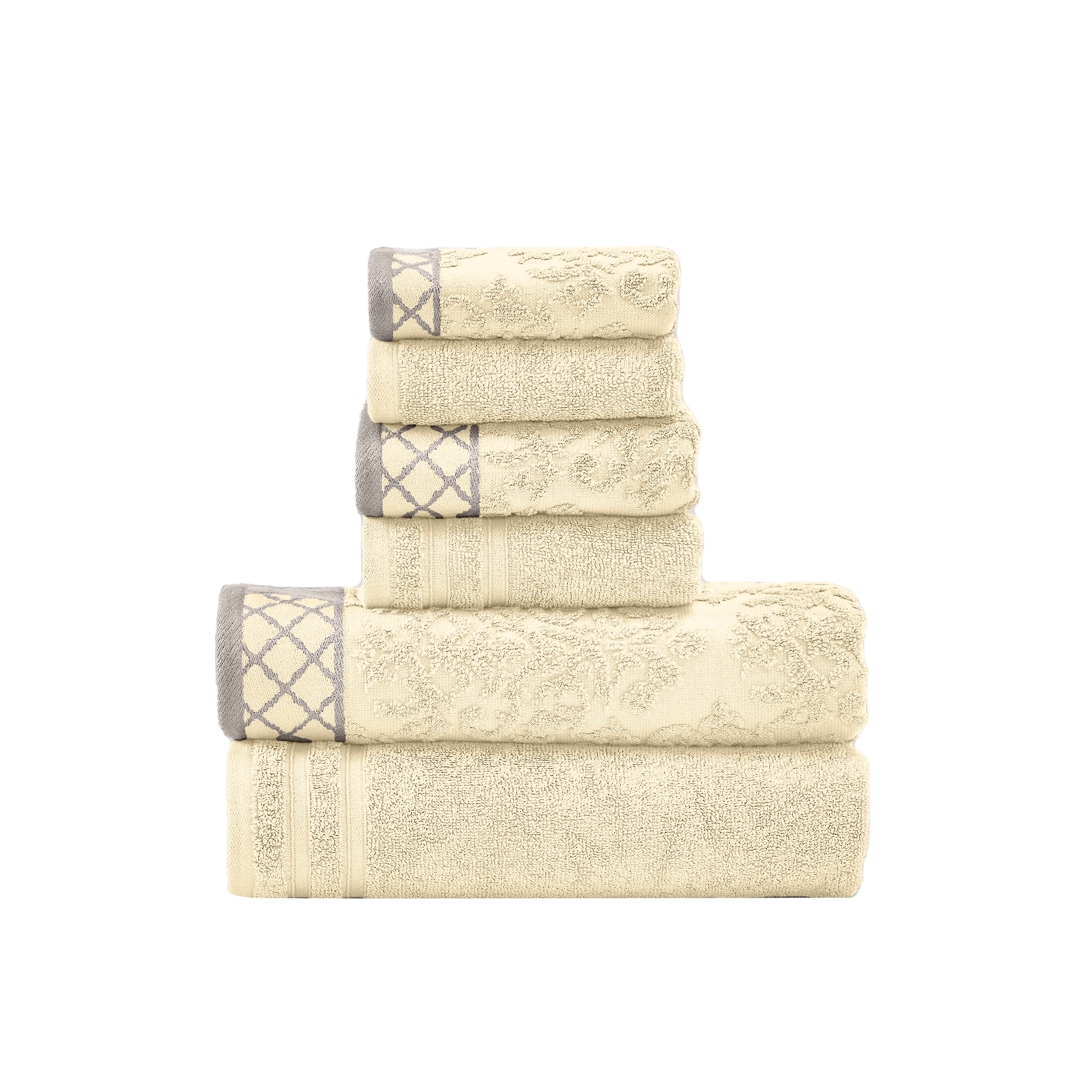 Modern Threads Damask Jacquard 6-piece Embellished Border Towel Set