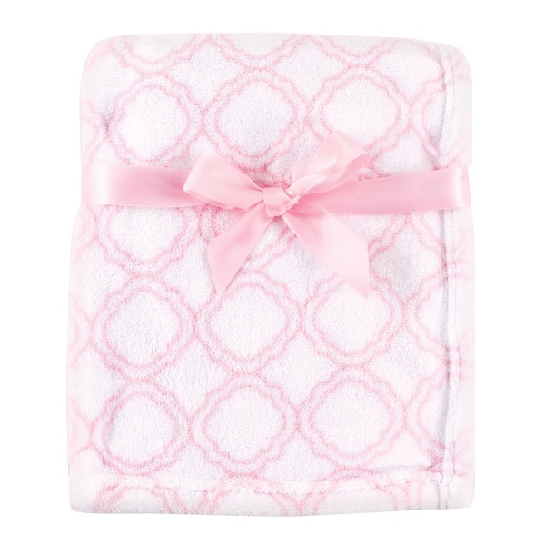 slide 1 of 1, Luvable Friends Baby Girl Coral Fleece Blanket, Pink Lattice, One Size - Pink Lattice - One Size Pink Lattice - One Size