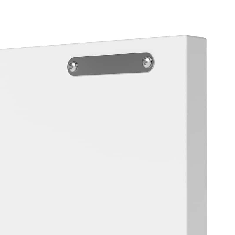 Modular White Bookcase with LED Lights & Glass Doors, 86.6" Tall Arched Display Cabinet Solid WoodStorage Cabinet