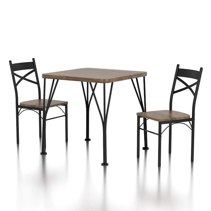 Zath Industrial Metal Compact 3-Piece Square Dining Table Set by Furniture of America