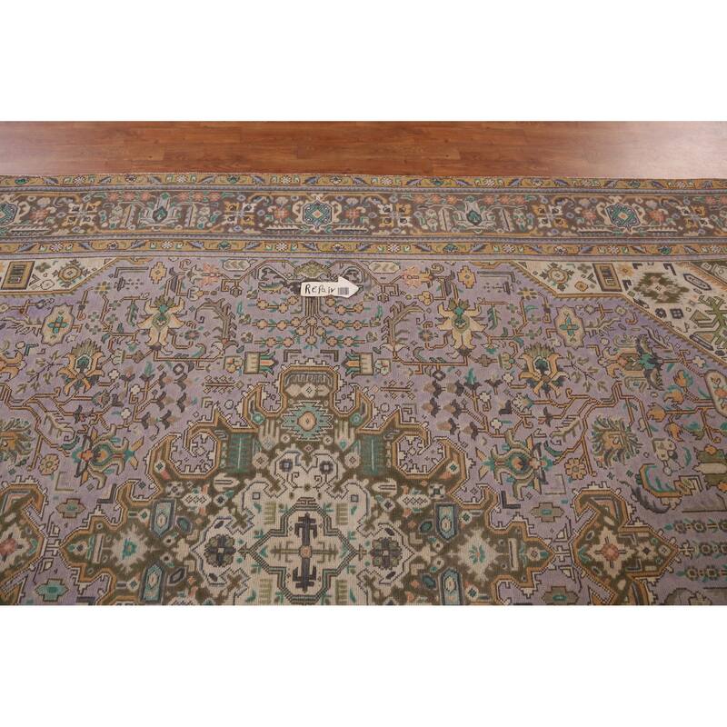 Hand Knotted Oriental 100% Wool Carpet Traditional Medallion Purples Tabriz Area Rug - 11' 1'' X 7' 9''