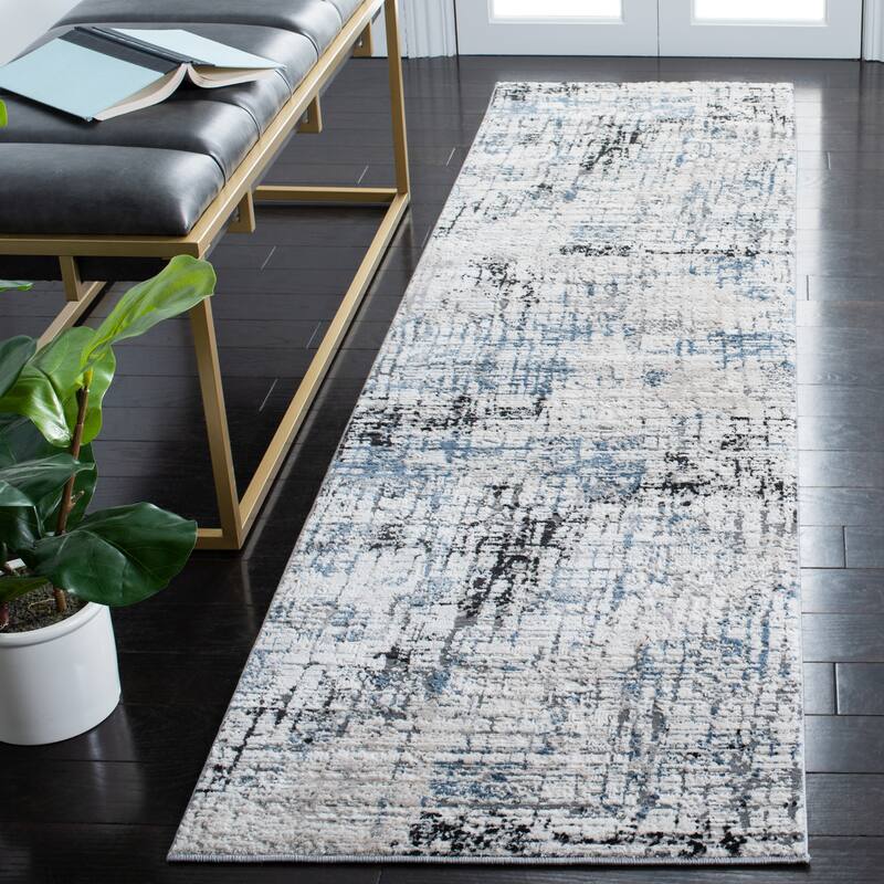 SAFAVIEH Invista Mara Modern Abstract Rug - 2'2" x 8' Runner - Ivory/Grey