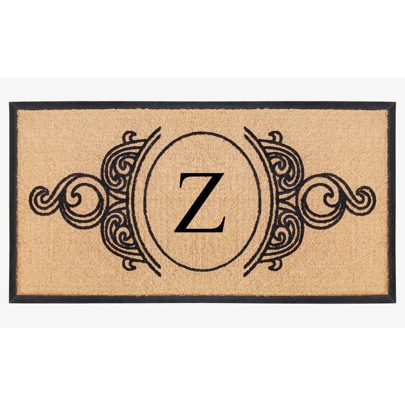 A1HC Natural Coir & Rubber Hand Flocked Large Monogrammed Doormat 30X60 Inch - Z