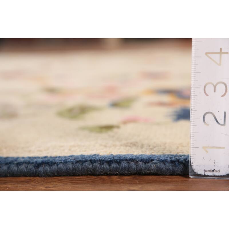 Floral Heriz Serapi Indian Area Rug Handmade Wool Carpet - 7'9" x 9'9"
